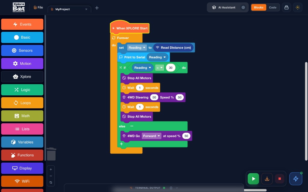 Block-based Coding interface