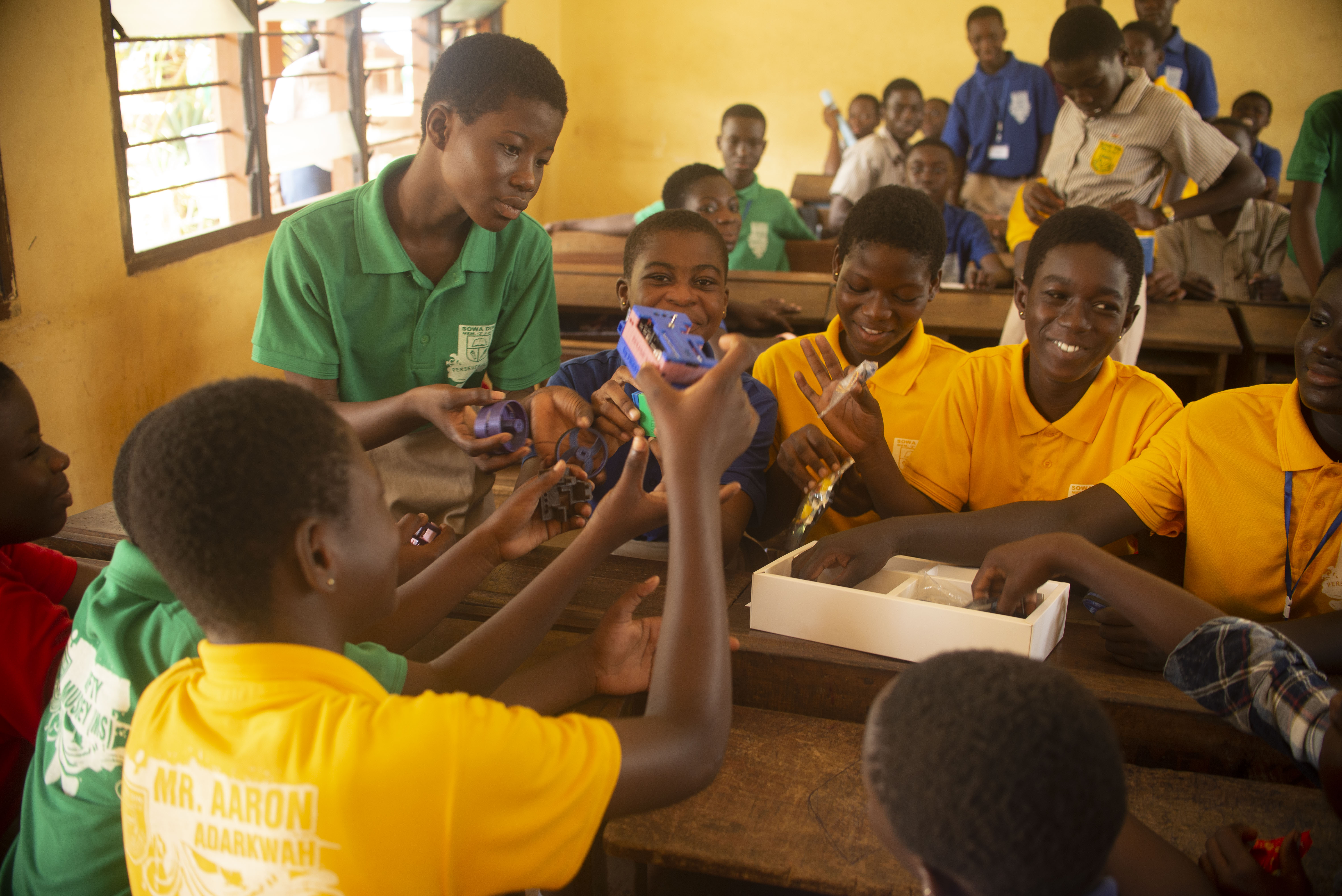 Students in a robotics training session
